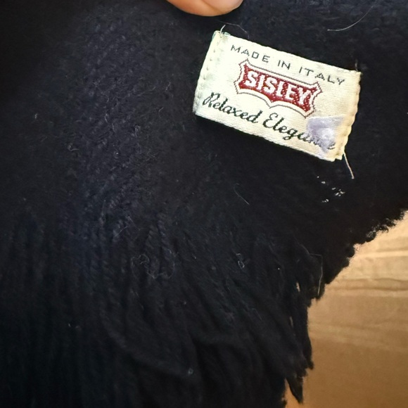 Sisley Vintage Wool Two Toned Chevron Unisex Blanket Scarf - Picture 4 of 5